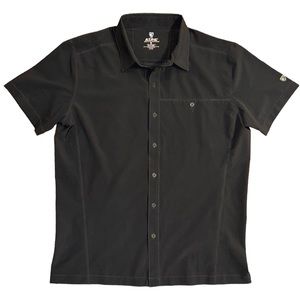 Kuhl Mens Renegade Short Sleeve Collar Button Up Performance Shirt Black Medium